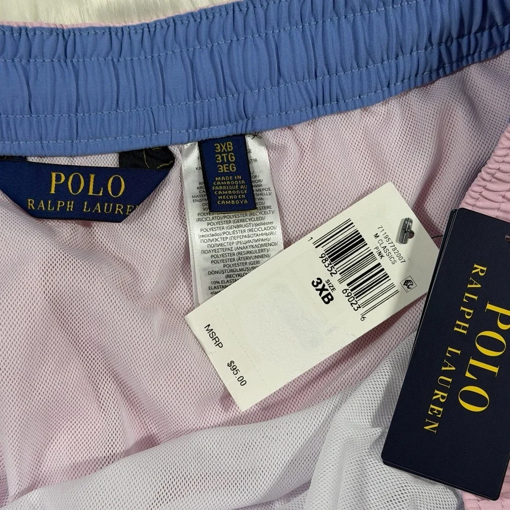 Polo Ralph Lauren Men's Size 3XB Pink Traveler Stretch‎ Swim Trunks Board Shorts